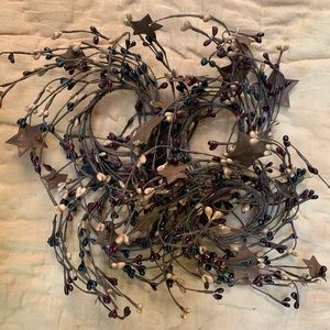 Rusty Star and Berry Candle Rings lot of 4